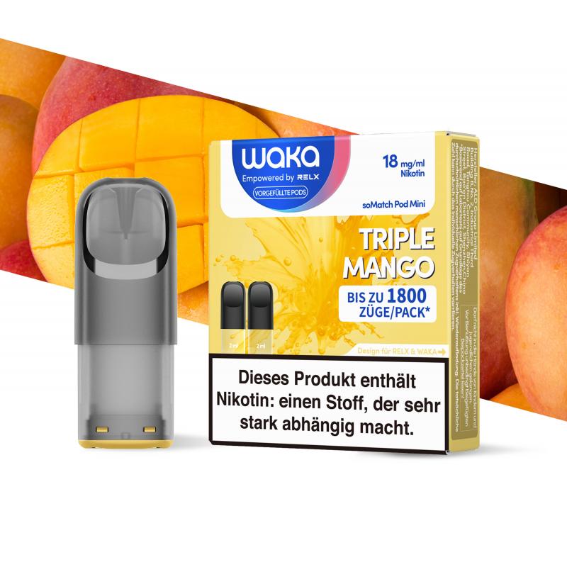 悦刻 RELX WAKA-soMatch Pod Triple Mango-18mg/ml/三倍芒果/Dreifache Mango（新旧版本随机发）