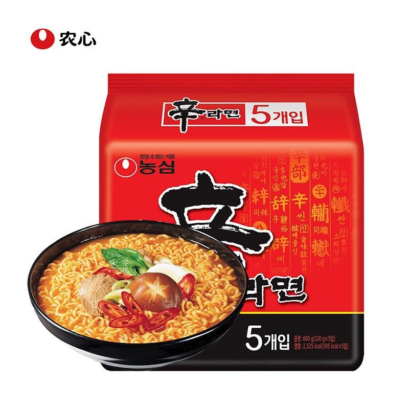 韩国农心 特辣香菇面 原味 辛拉面五连包5X120G/ Shin Ramyun 5er-Pack