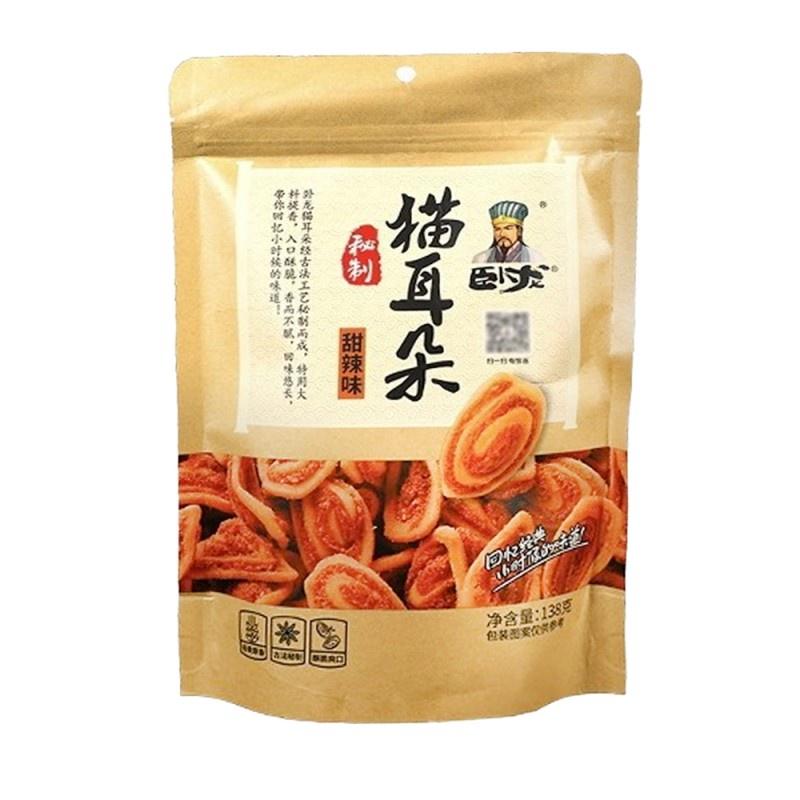 卧龙 猫耳酥/猫耳朵 甜辣味 138g/Cat Ear Crispy Süß und Würzig Geschmack 138g