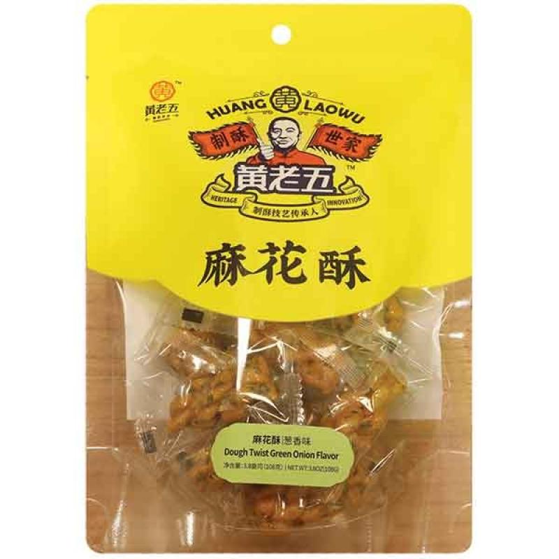 黄老五 麻花酥 葱香味 108g Dough Twist Green Onion  Flavor 108g