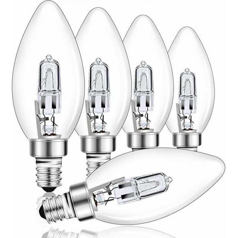 灯泡 C35 E14 42W 10个装螺旋口 Halogen Candle Bulbs, Warm White 2700K Dimmable, C35 Edison Screw Bulb, E14 Halogen Bulb