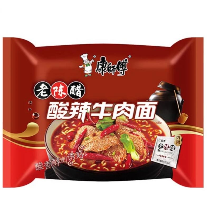 康师傅方便面 老陈醋酸辣牛肉面111g、Ausgereifter Essig Saure und scharfe Rindernudeln 111g