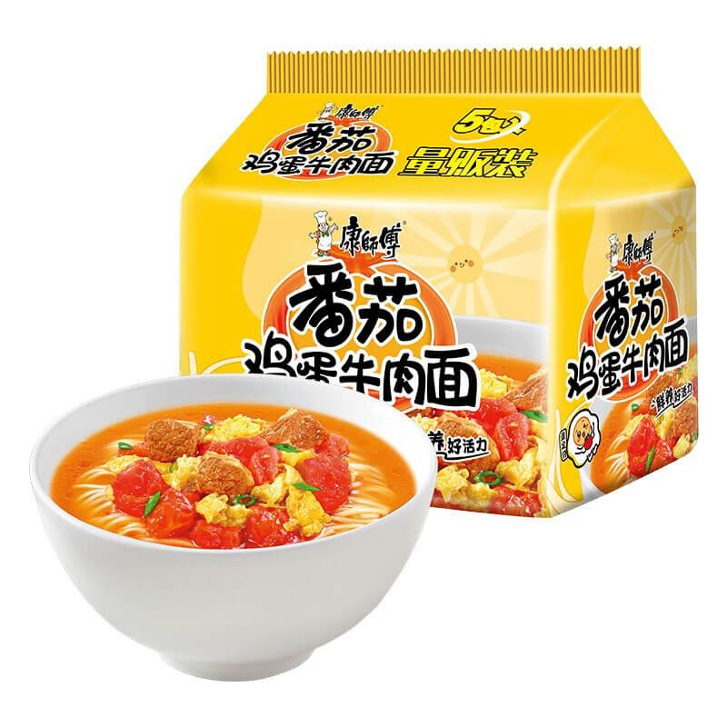 康师傅方便面 五连包 番茄鸡蛋牛肉面 5*115g/Nudelnsuppe Tomaten-Eiergeschmack 5er MEISTER KONG